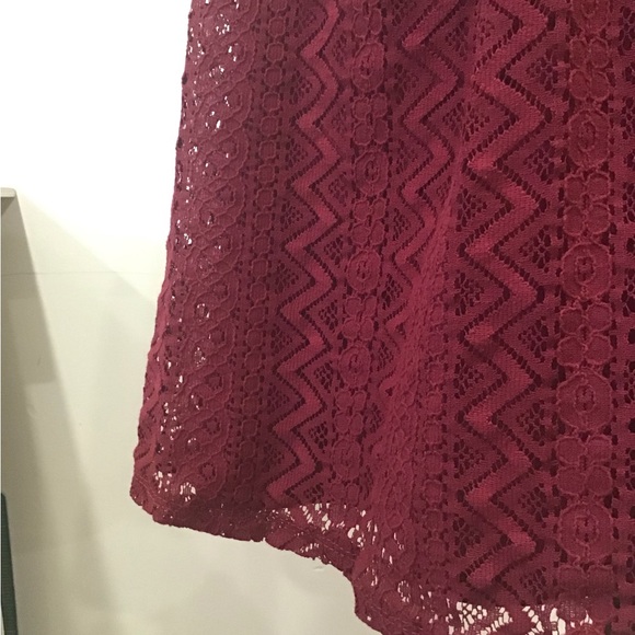 Burgundy Red Lace Fit and Flare dress - Picture 7 of 9